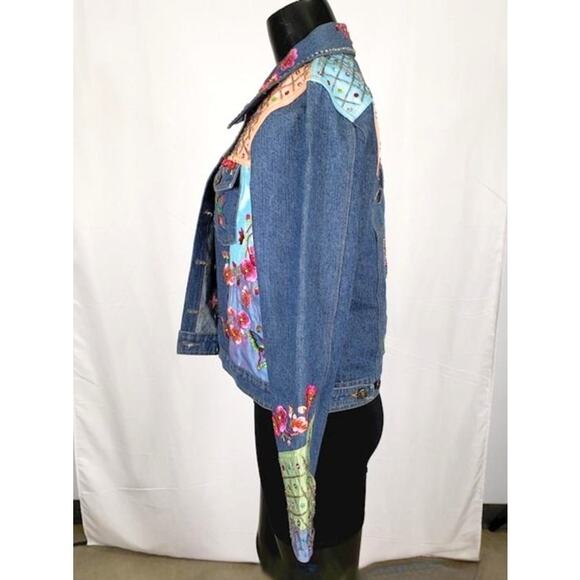 Vintage Berek2 Floral Butterfly Embroidered Sequin Beaded Jean Jacket - Picture 7 of 8